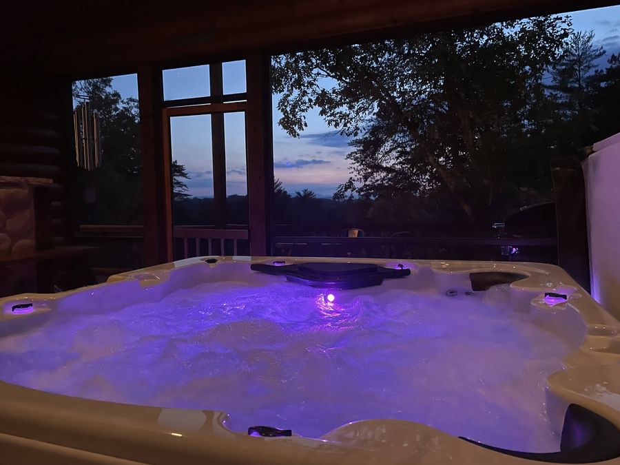 Private hot tub at sunset